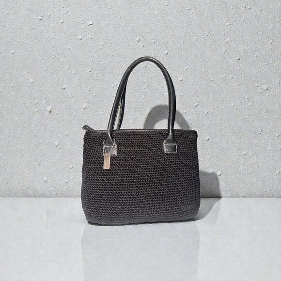 The Sak Handbags - The Sak Elliott Lucca Tote Black Crochet Dual Handle Shoulder Bag with Bag Charm